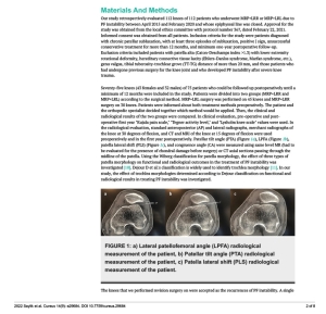 Comparison of Clinical and Radiological Results of Lateral Retinacular Release or Lateral Retinacular Lengthening...