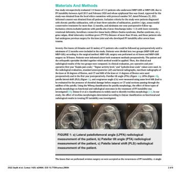 Comparison of Clinical and Radiological Results of Lateral Retinacular Release or Lateral Retinacular Lengthening Methods Combined With Medial Retinaculum Plication in Patellofemoral Instability